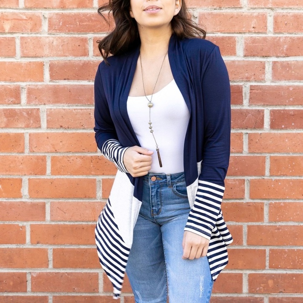 Missy and PLUS Color Block Cardigan